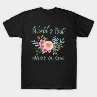 World's best sister-in-law sister in law shirts cute with flowers T-Shirt